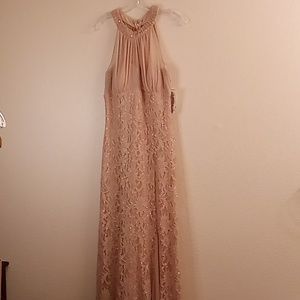 NEW NW NIGHTWAY Formal Wedding Sz 10P Floral Sequin & Beaded Champagne Color B11